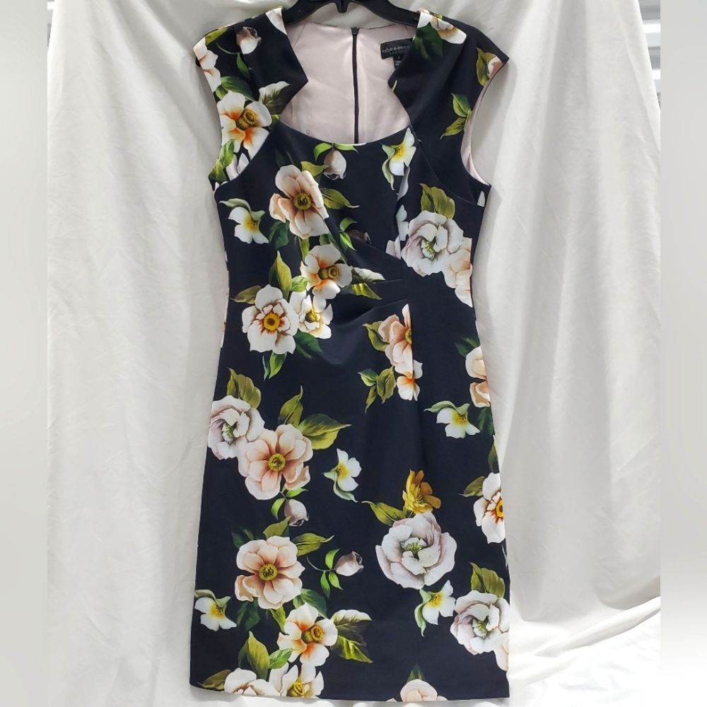 Connected Apparel Black Floral Midi Dress Woman Ladies Sleeveless Boho Size 8